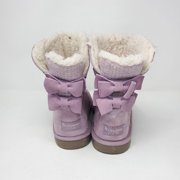 Koolaburra by Ugg Boots Girls Size 4 Light Purple Attie Two Bows Shearling Style - Picture 4 of 11